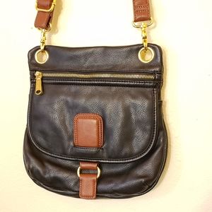 Co-Lab Black and Brown Crossbody Purse Gold Detail